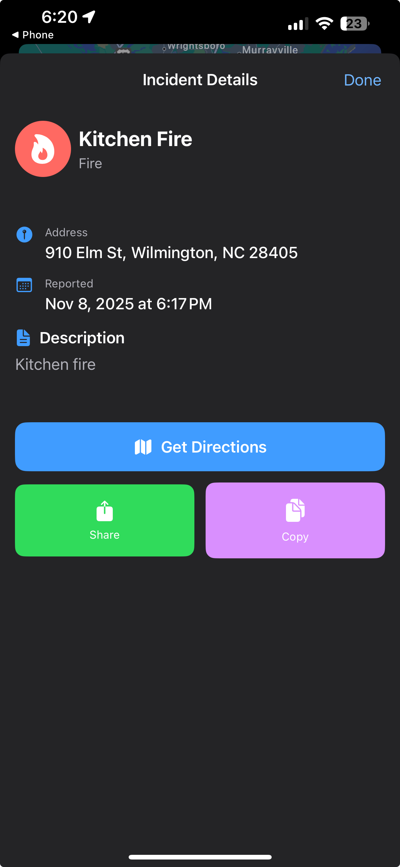 Lightning Leads mobile app showing nearby leads on a map